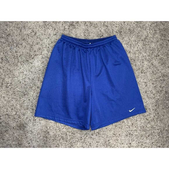 VINTAGE NIKE Blue Mesh Shorts Y2k 90s Sports Gym Running Outdoor USA Made SMALL - Picture 1 of 6